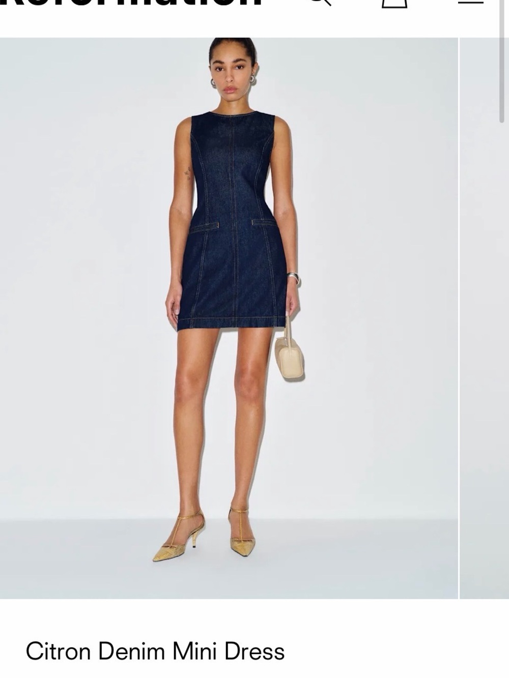 Reformation Citron Denim Mini Dress - Dark Indigo